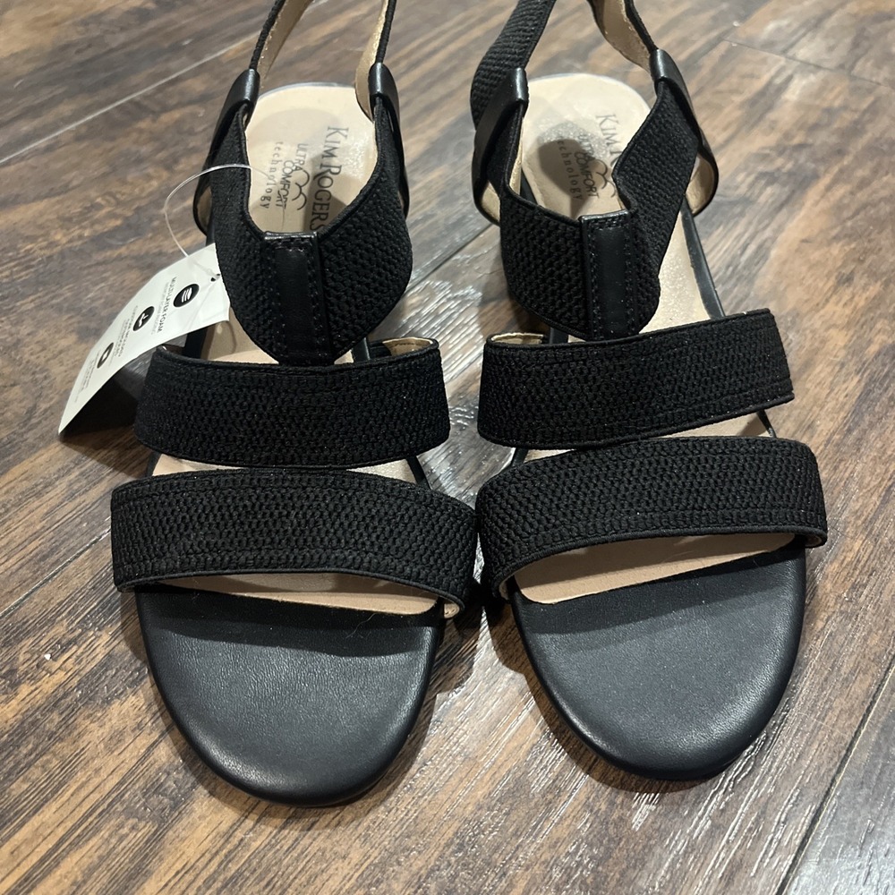 Kim Rogers Black Sandals Ultra Comfort Chunky Heel Farrah Dress Shoe Womens Sz 7 - Picture 3 of 9